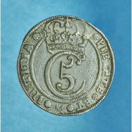 Christian V 4 marck / 1 krone 1672