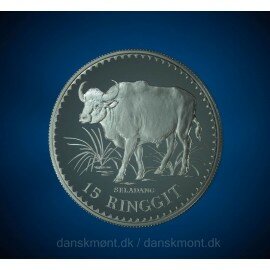 Malaysia, 2 smukke sølvmønter i skrin