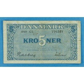 5 kr. 1944-1950 - brugt