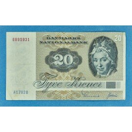 20 kr. 1979-1989 - lettere brugt