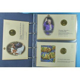 Mappe med 23 stk. Kongelige Danske Jubilæumsmønter