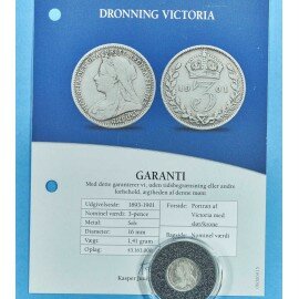 Great Britain 3 pence 1896 i sølv - Dronning Victoria