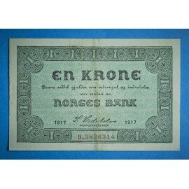 Norge 1 kr. sedel 1917 pen