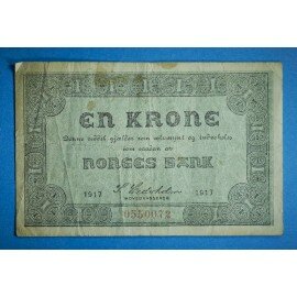 Norge 1 kr. sedel 1917 sirkulert
