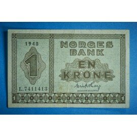 Norge 1 kr. sedel 1940-1950 pen