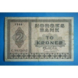 Norge 2 kr. 1940-1950 sirkulert