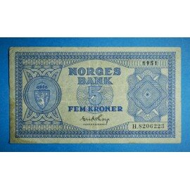 Norge 5 kr. 1944-1955 pen