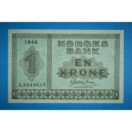 Norge 1 kr. sedel 1940-1950 Usirkulert