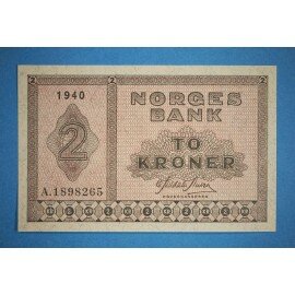 Norge 2 kr. 1940-1950 usirkulert