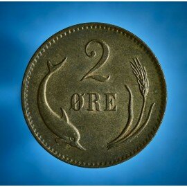 2 øre 1874 - med rest af møntskær
