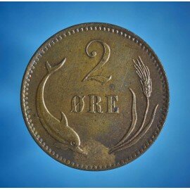 2 øre 1886 - med rest af møntskær