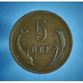5 øre 1875 mørkpatineret