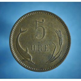 5 øre 1890 - Mørkpatineret