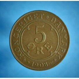 5 øre 1908 - patineret