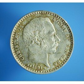 25 øre 1891 - smukt patineret