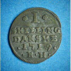 Frederik 4. 1 skilling 1719 Rendsborg