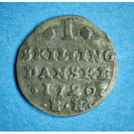 Frederik 4. 1 skilling 1720 Rendsborg