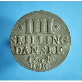 Frederik 5. 4 skilling 1764 i sølv