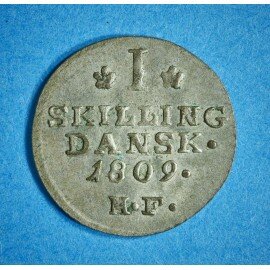Frederik 6. 1 skilling 1808-1809 - bedre eksemplar