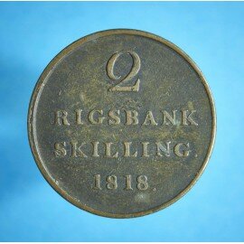 Frederik 6. 2 rigsbankskilling 1818 - bedre eksemplar