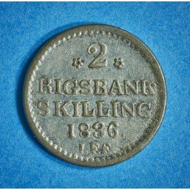 Frederik 6. 2 rigsbankskilling 1836 - bedre eksemplar