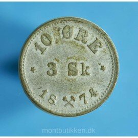 Norge 10 øre / 3 sk. 1874